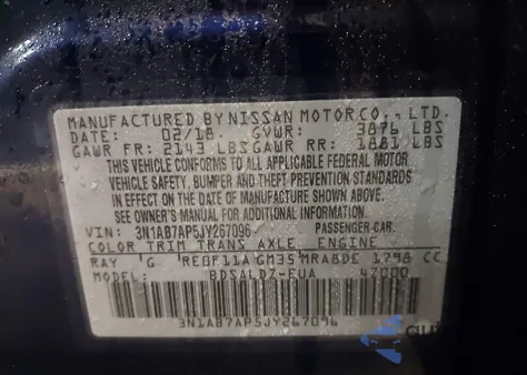 2018 Nissan Sentra Sv from USA, damaged, VIN 3N1AB7AP5JY267096